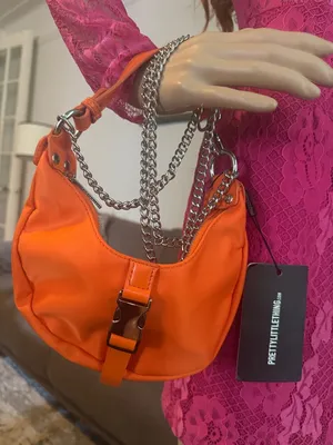 PrettyLittleThing Orange Shoulder Bag with Chain Strap thumbnail 6