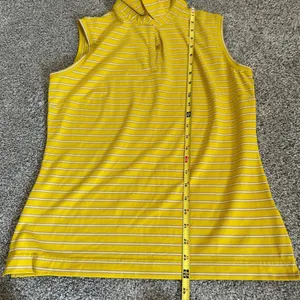 Nike Golf Sleeveless Mustard Yellow Striped Polo Sleeveless Top thumbnail 7