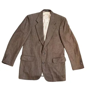 Oscar de la Renta men's blazer 40L 100%‎ Wool herringbone brown 2 button Jacket thumbnail 1