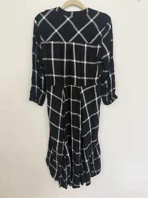 Altar'd State Black and White Windowpane Midi Shirt Dress Size Small thumbnail 2
