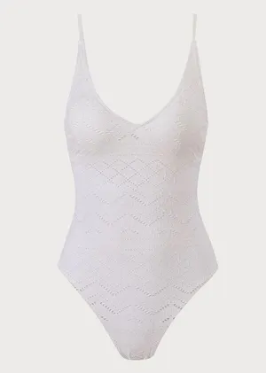 Berlook White Geometric Cutout One-Piece Swimsuit thumbnail 5