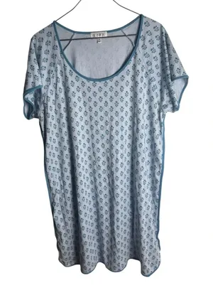 Lake Pima Cotton Nightgown in Polar Posy Blue Floral XL thumbnail 1