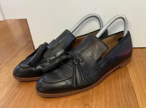& Other Stories Shoes Womens Size 38 Black Leather Tassel Loafers Made in Italy thumbnail 1