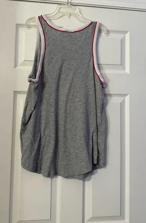 PINK Victoria's Secret Gray Tank red & white is a size Large. thumbnail 3