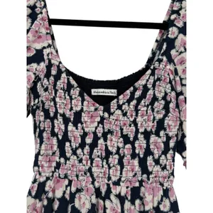 Abercrombie & Fitch Womens Floral Smocked Puff Sleeve Tiered Midi Dress Sz Small thumbnail 7