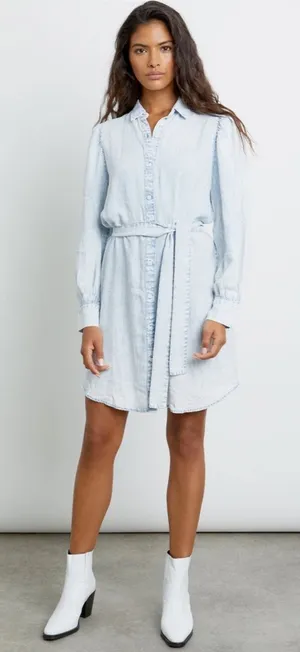 Rails Adele Shirt Dress Long Sleeve Light Acid‎ Wash Denim Blue Size XXL thumbnail 1