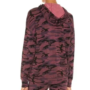 NWT Sundry Camo Boyfriend Hoodie in Plum 0‎ XS thumbnail 5