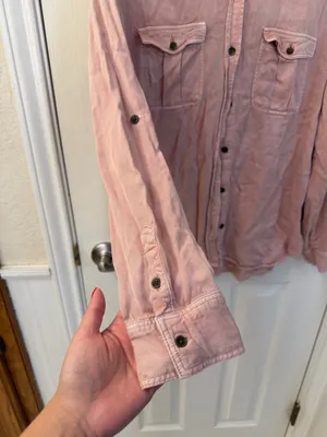 American Eagle Outfitters Dusty Pink Boyfriend Fit Button-Up Shirt thumbnail 6