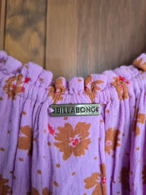 O Billabong Lavender Peasant Top with Rust Floral Print Medium thumbnail 5