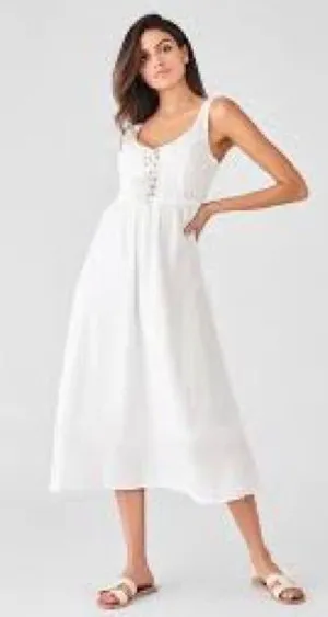 DL1961 Women’s Midi Dress with Lace-Up Top Size Medium - C11-726 thumbnail 1