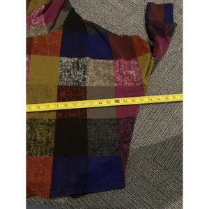 Ariella Sweater Multicolor Check~Lace Up Back~Cowl Neck Artsy Colorful Medium thumbnail 6