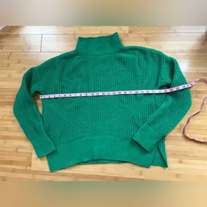 Crown & Ivy Sweater; Womens Green Knit Pullover Mock Neck Polyester, Sz : S thumbnail 7