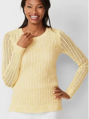 Talbots Women's Size‎ Small Petite Open Stitch Pullover Sweater Space Dye Yellow thumbnail 1