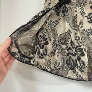 Vintage 1990s Floral Black & Gold Mini Wrap Skirt Womens M 90s Asian Inspired thumbnail 5