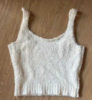 Cozy White Fuzzy Tank Top thumbnail 1