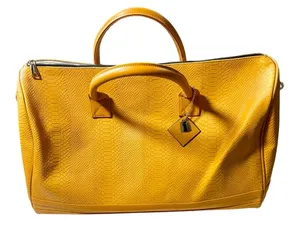 Tote&Carry Apollo Mustard Vegan Leather Snakeskin Duffle Bag NWOT thumbnail 1