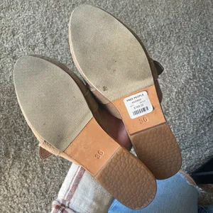 Free People Beige Champagne Suede Western Silver Buckle Slides thumbnail 3