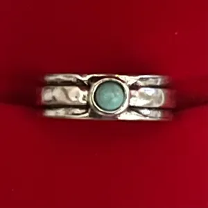 &merci Boho/Chic Design Stainless Steel Silver w/ Faux Turquoise Band Size 6 thumbnail 1