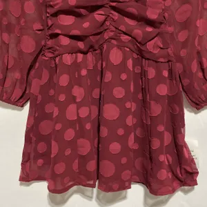 ASOS New Design V-Neck Ruched Waist Long Sleeve Skater Mini Dress Oxblood Size 0 thumbnail 10