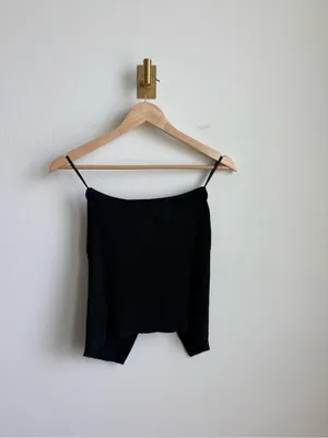 Abercrombie & Fitch Black Ribbed Knit Twist Front Strapless Top XS thumbnail 6