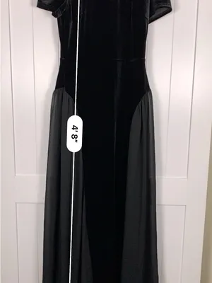 NOTUS Evening Gown Womens M Black Velvet Sheer Maxi Dress Formal Holiday NWT thumbnail 12