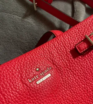 Kate Spade New York Red Pebbled Satchel Bag with Buckle, Gold Hardware thumbnail 3