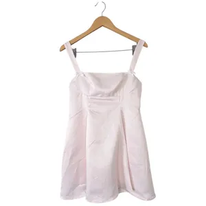 Lulus‎ Light Pink Satin Bow Mini Dress Fit Flare Sleeveless Cocktail Size Large thumbnail 3