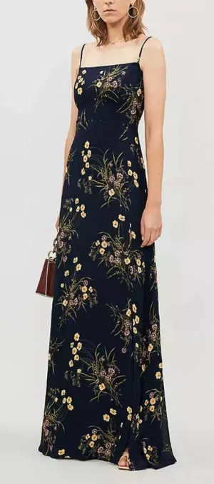 Reformation Ingrid Navy Mademoiselle Maxi Dress Size 4 thumbnail 1