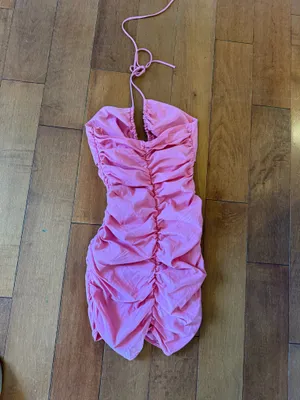 Zara Pink Ruched Halter-Style Mini Dress thumbnail 8
