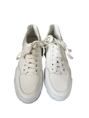 ALEXANDER MCQUEEN Women's White Pink Glitter Court Trainer Sneakers Sz 41/ US 11 thumbnail 7