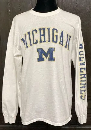 Fanatics Michigan University unisex longsleeves t-shirt- size Medium thumbnail 1