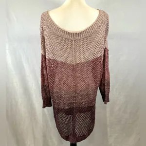 Maurice’s pink and purple color block loose knit open stitch sweater size 3X thumbnail 4