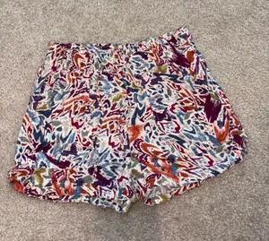 Nicole Miller, abstract printed linen shorts thumbnail 1