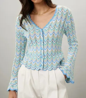 Derek Lam 10 Crosby Blue Knit crochet Top cardigan Medium thumbnail 1