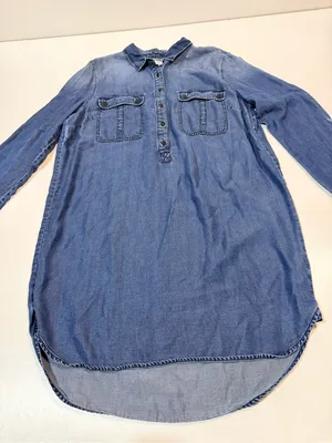 Fossil Blue Denim Shirt Dress size L thumbnail 3