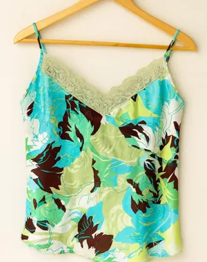 Vintage Y2K JKLA California Womens Silky Floral Lace VNeck Cami sz XL cami sz XL thumbnail 1