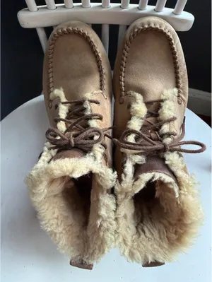 UGG Women's Lace-Up Shearling Lined Boots in Chestnut thumbnail 1