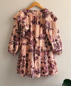 Free People Sunbaked Swing Dress in Peach Combo sz small thumbnail 1