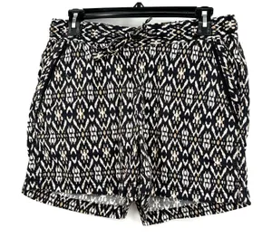 Eddie Bauer Size‎ Medium Black Brown Abstract Drawstring Pockets Summer Casual thumbnail 1