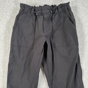Athleta Drawstring Utility Straight Leg Active Pants Women's 10 Black Pockets thumbnail 2
