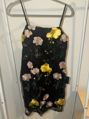 NWT Lulus Rue Black Floral Embroidered Sequin Bodycon Mini Dress thumbnail 4