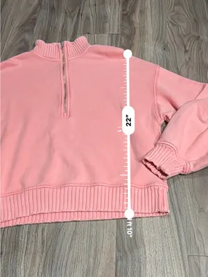 aerie Coral Half-Zip Cropped Sweatshirt thumbnail 10