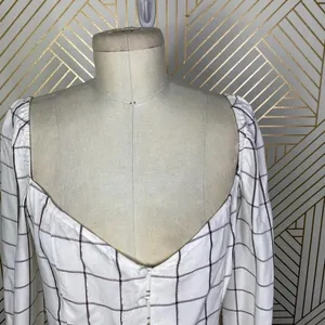 Superdown‎ Marrie Flannel Puff Sleeve Top White & Pink Size US Large thumbnail 4