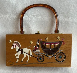 Vintage Wooden Box Handbag with Horse and Carriage Design by Gary Gails thumbnail 1