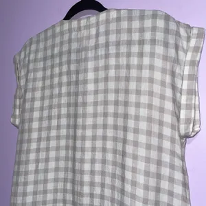 NEW Lou & Grey Linen Dress Women XS Tan Gingham Button Beach Vacation Preppy thumbnail 6