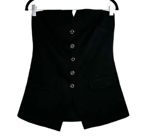 NWT Commense Button Down Tube Top Sz Medium Black thumbnail 2