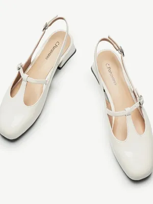 C.Paravano T-Strap Slingback Mary Jane Nina Size 38 White thumbnail 2