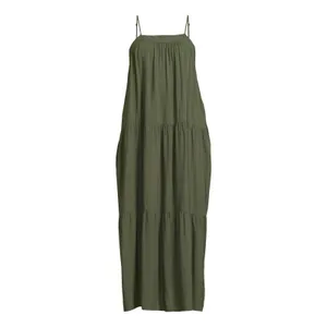 Time And Tru Womens Maxi Tiered Dress Size XS Green Sea Turtle Pockets Pullover thumbnail 2