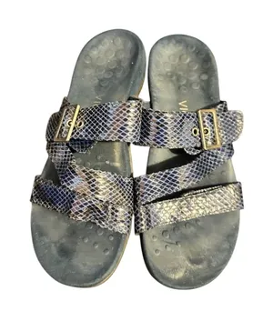 Vionic Womens Blue Snake Print Adjustable Slide‎ Sandals Size 8 thumbnail 1