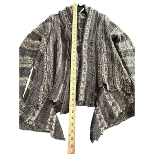 Free People Runaway Love‎ Crochet Chunky Knit Small Brown Cardigan Sweater #HR-6 thumbnail 8